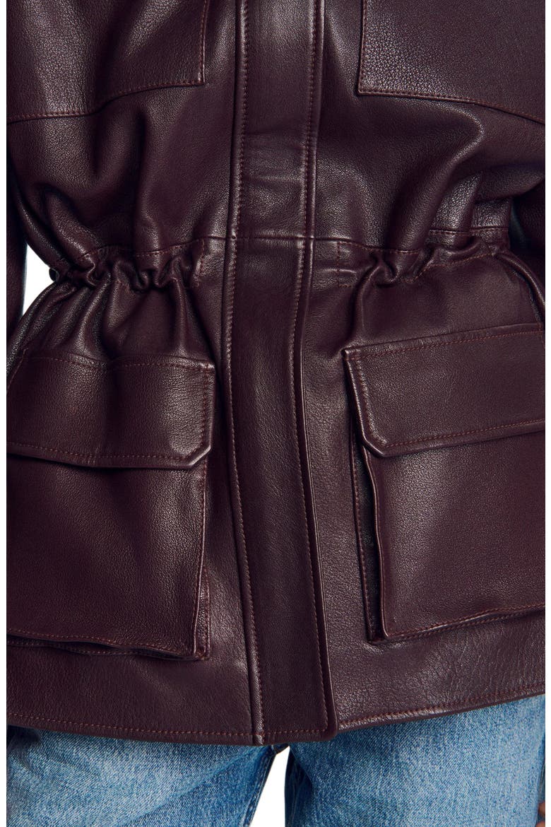Oversized leather collar jacket, Alternate, color, Bordeaux