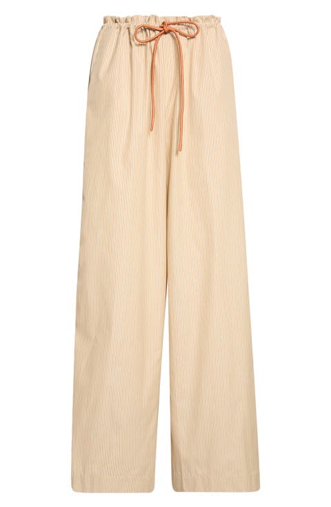 Wesley Wide Leg Cotton Drawstring Pants