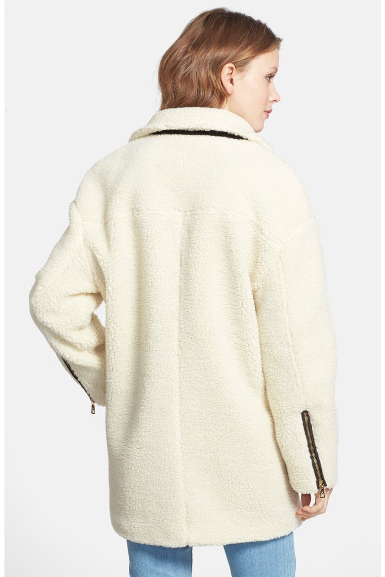 Asymmetrical Faux Fur Moto Jacket, Alternate, color, CREAM