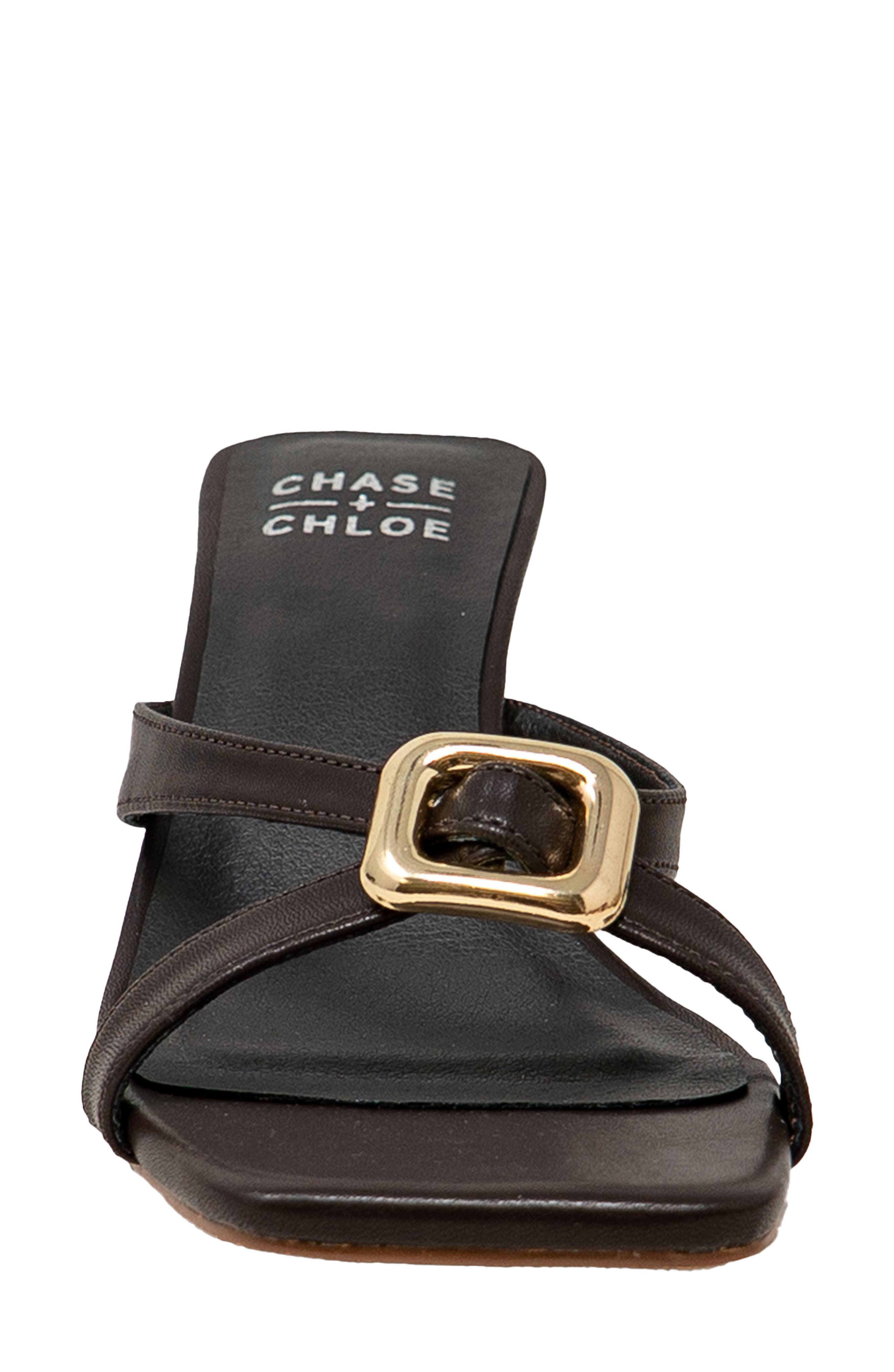 Square Toe Slide Sandal, Alternate, color, BROWN PU