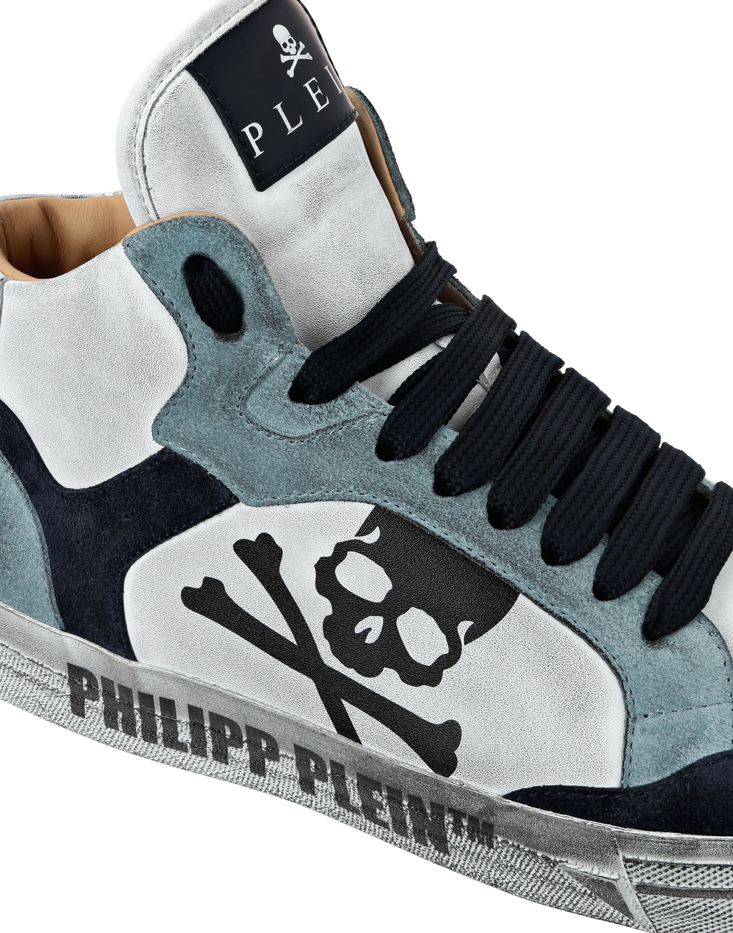 High Top Sneakers Retrokickz Leather Unisex, Alternate, color, white/middleblue