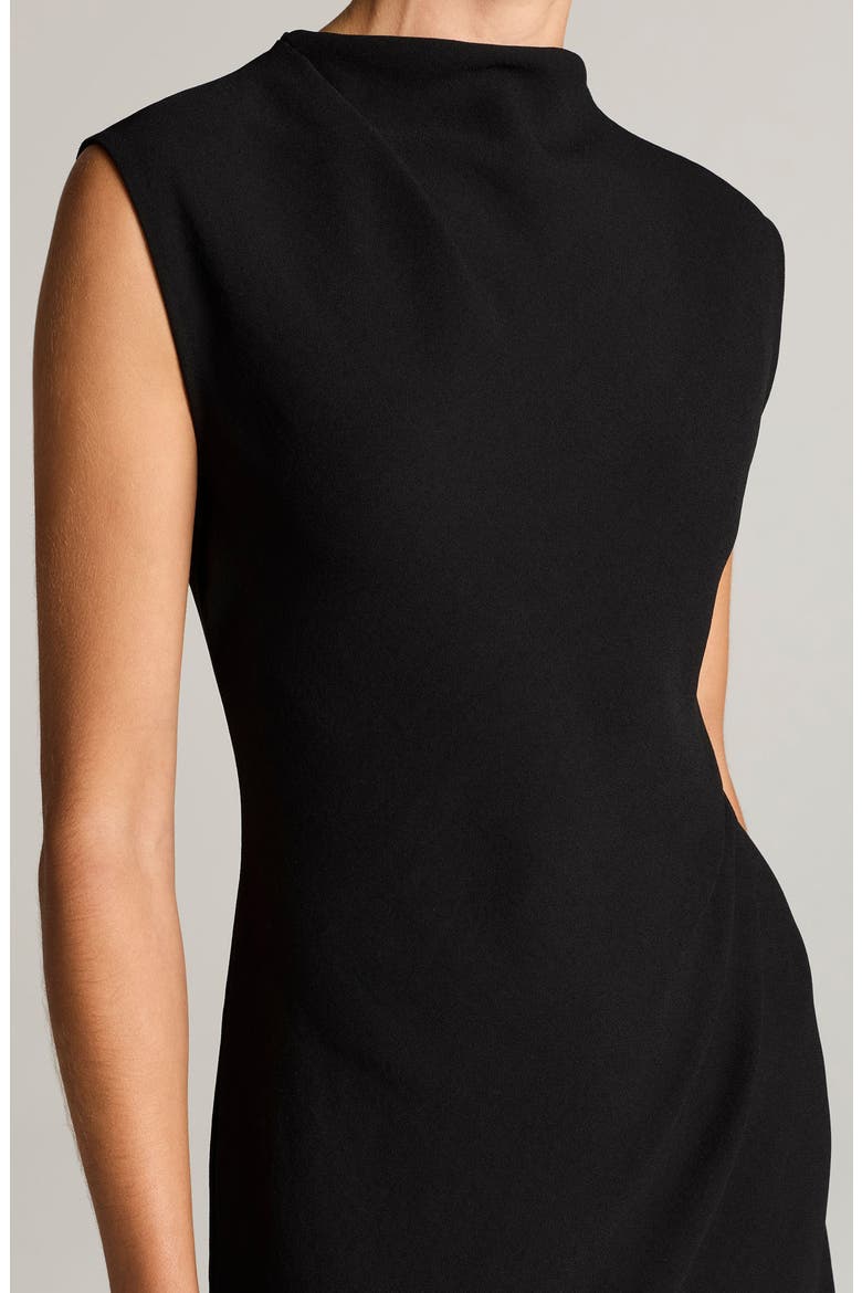 Draped Funnel Neck Dress, Alternate, color, BLACK