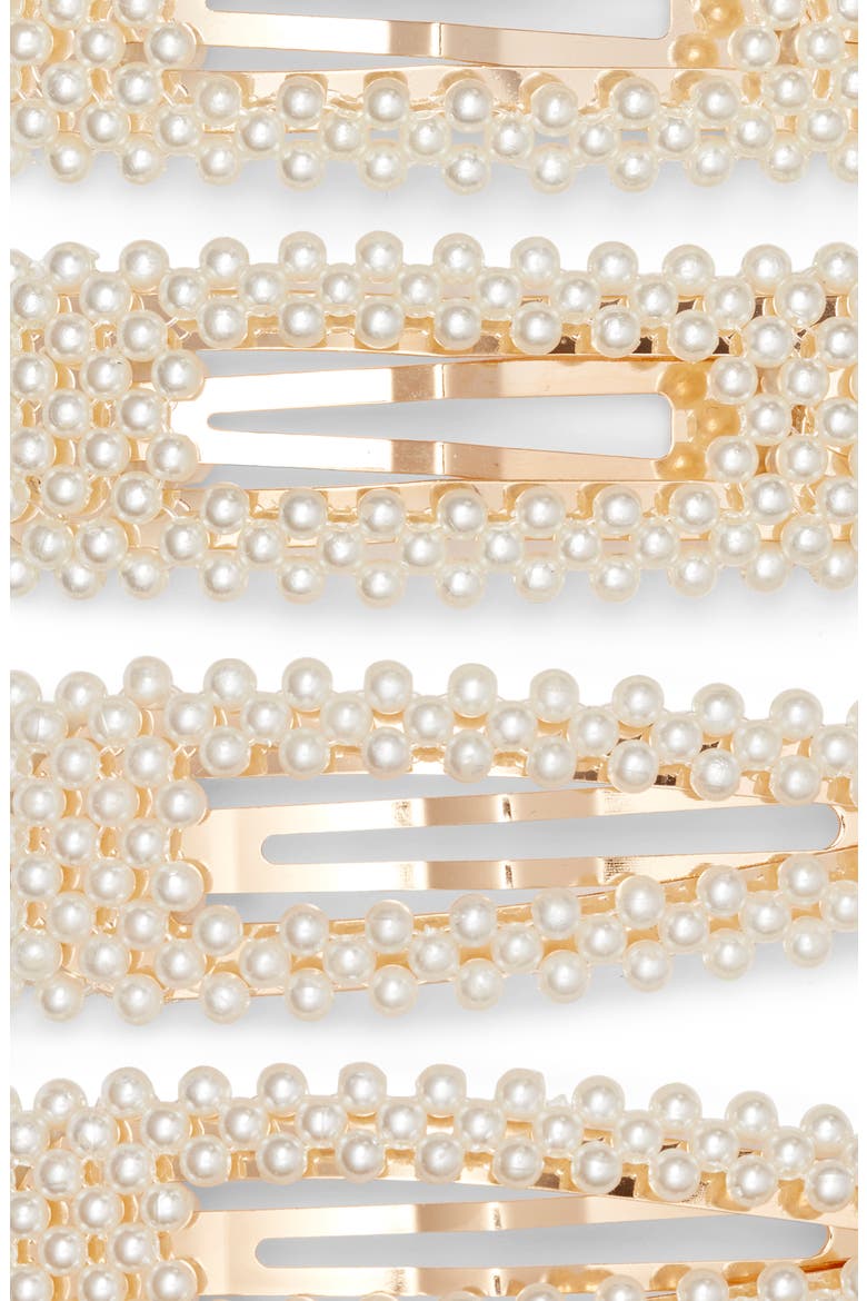 4-Pack Embellished Barrettes, Alternate, color, PEARL