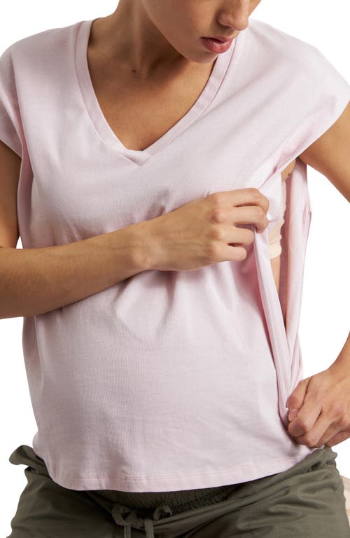 RIPE MATERNITY RIPE MATERNITY MARLY SIDE ZIP COTTON & LINEN MATERNITY/NURSING T-SHIRT