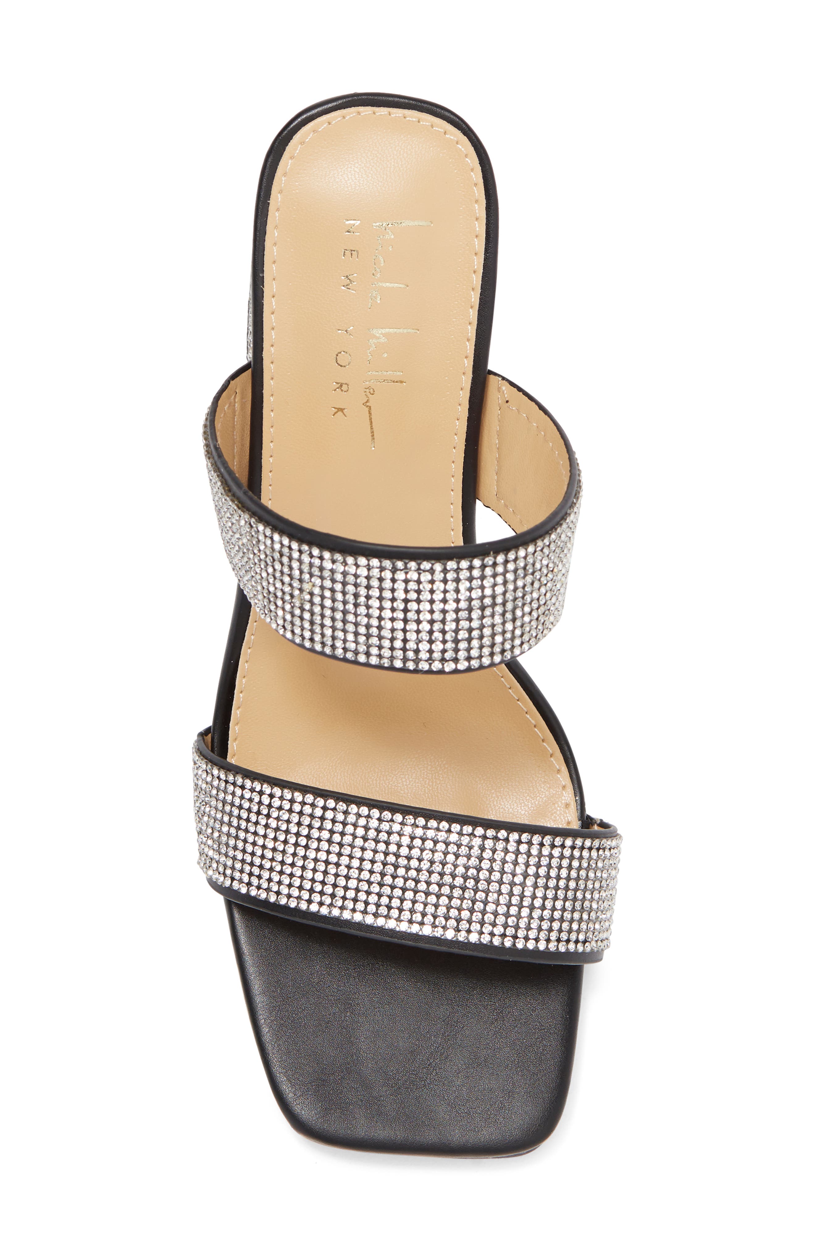 Nicole Miller Tinker Rhinestone Double Band Block Heel Sandal, Alternate, color, 