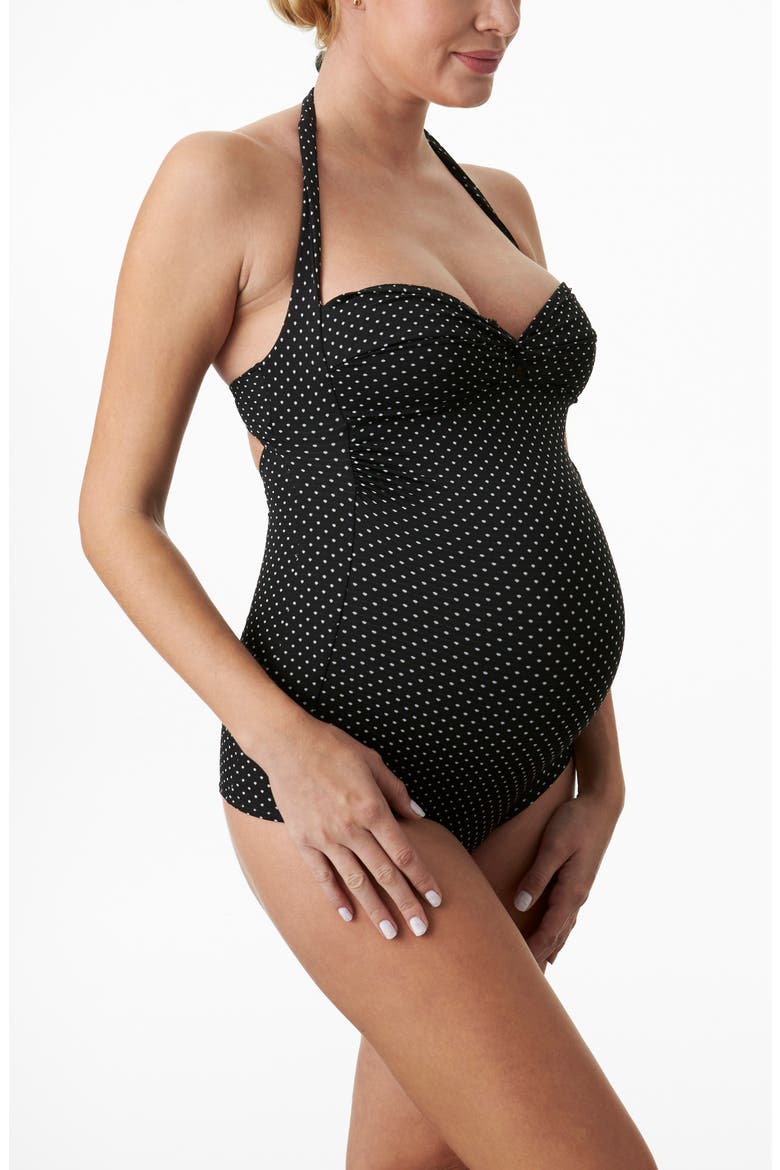 Montego Bay Jacquard One-Piece Maternity Swimsuit, Alternate, color, BLACK