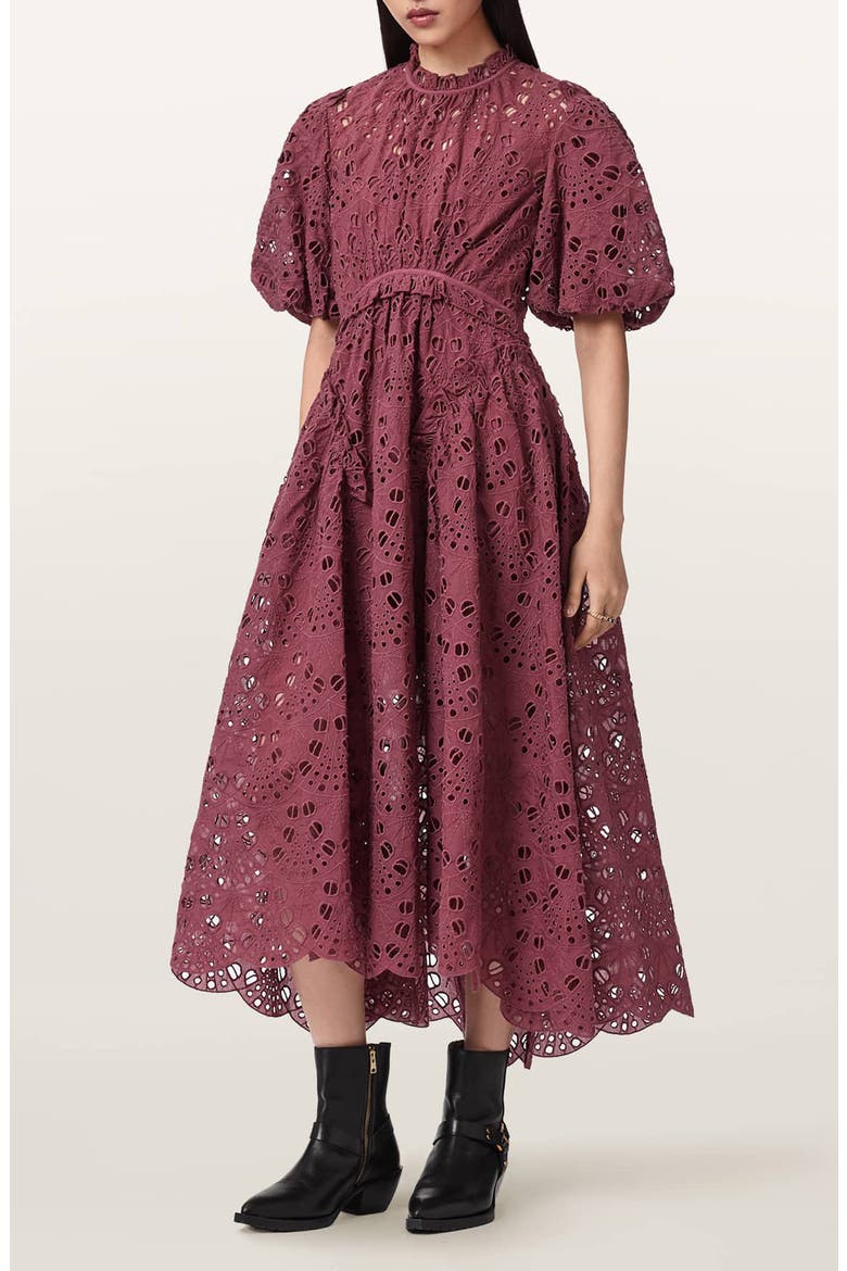 Odette Eyelet Embroidered Dress, Alternate, color, RASPBERRY PINK