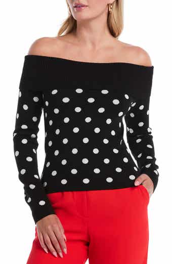 Laundry by Shelli Segal Polka Dot Off the Shoulder Sweater