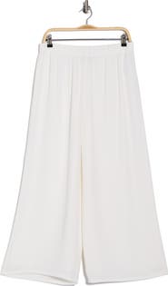Eileen Fisher Silk Crepe Georgette Ankle Wide Leg Pants