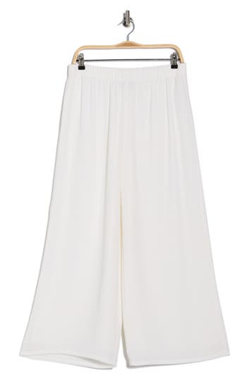 Eileen Fisher Silk Crepe Georgette Ankle Wide Leg Pants In White