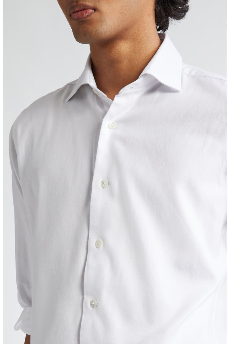 Brushed Cotton Blend Button-Up Shirt, Alternate, color, WHITE