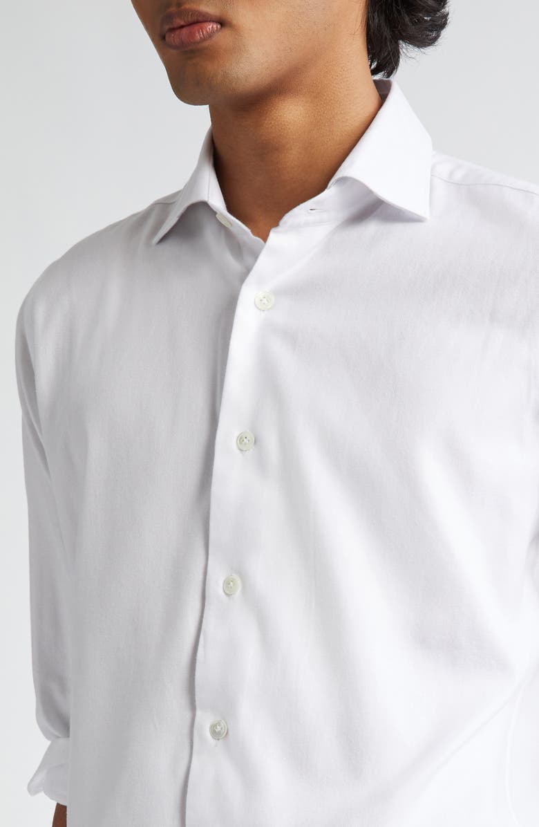Eleventy Brushed Cotton Blend Button-Up Shirt, Alternate, color, White
