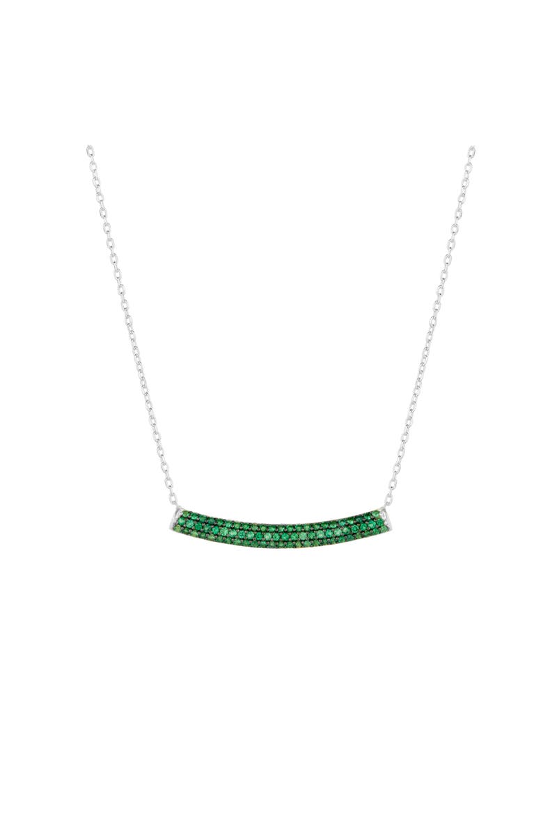 Spero London Sterling Silver Concave Bar Necklace - Green, Main, color, Silver