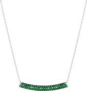Spero London Sterling Silver Concave Bar Necklace - Green