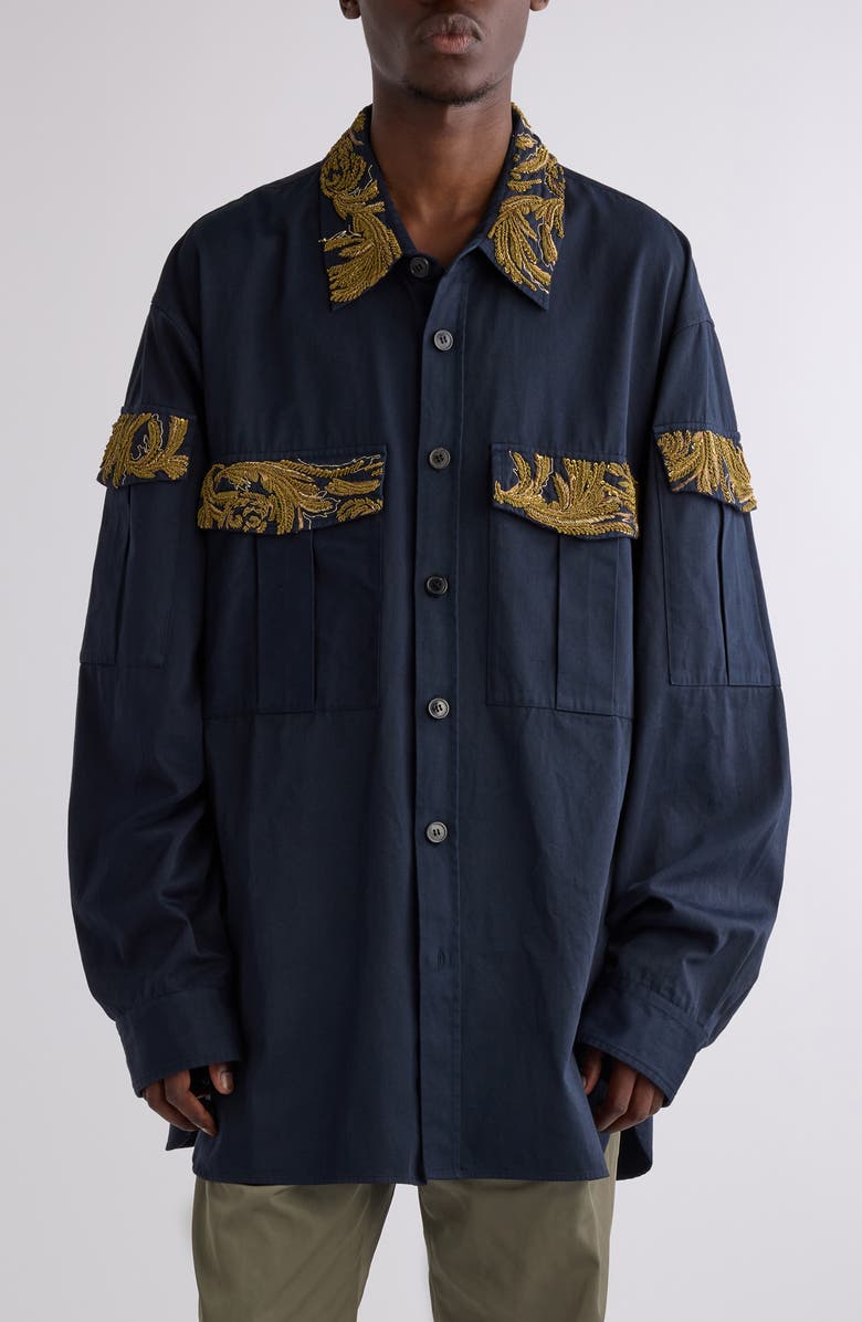 Dries Van Noten Crowsy Embellished Utility Shirt, Main, color, 