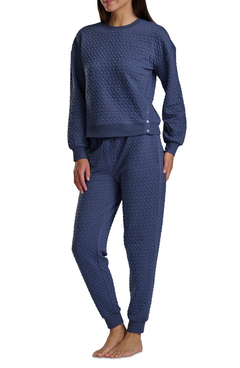 Splendid Heart Stitched Pullover & Jogger Pajamas, Alternate, color, Navy Quilted Heart