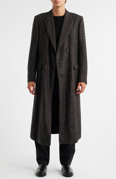 Sequined Light Bouclé Double Breasted Topcoat