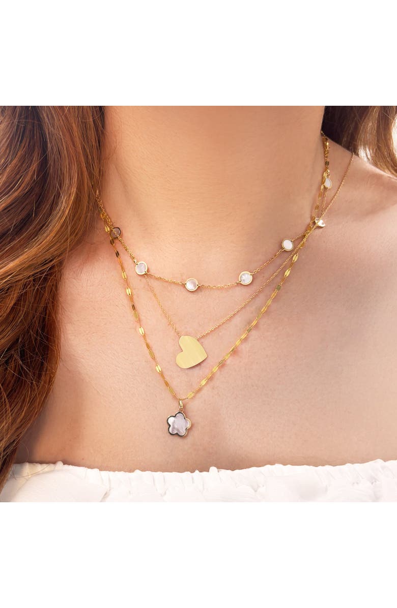 The Lovery Fine Jewelry Asymmetrical Gold Heart Necklace, Alternate, color, 