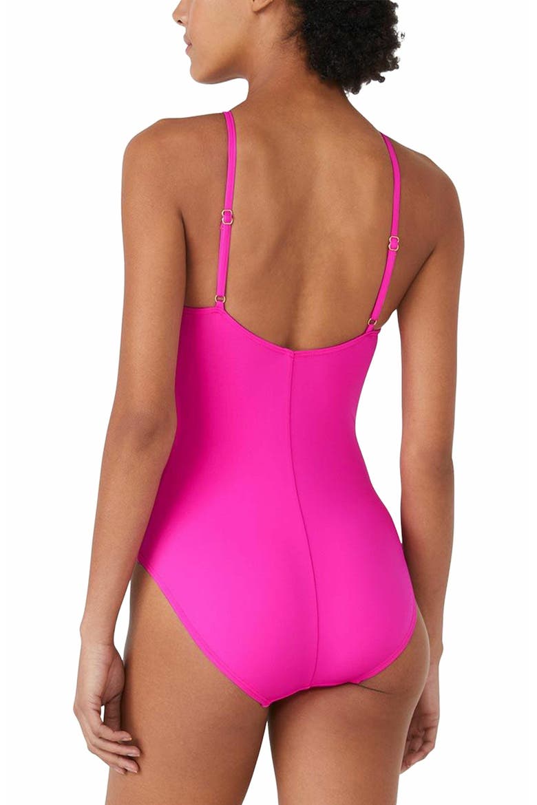 Rosette High Neck One Piece Swimsuit, Alternate, color, Vivid Snapdragon