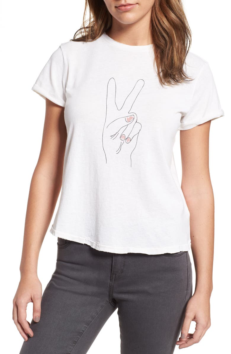 SINCERELY JULES Peace Hand Graphic Tee, Main, color, 