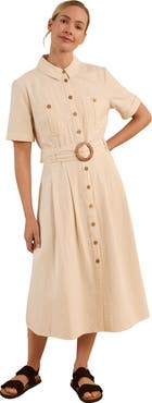 Celtic & Co. Belted Safari Midi Shirt Dress
