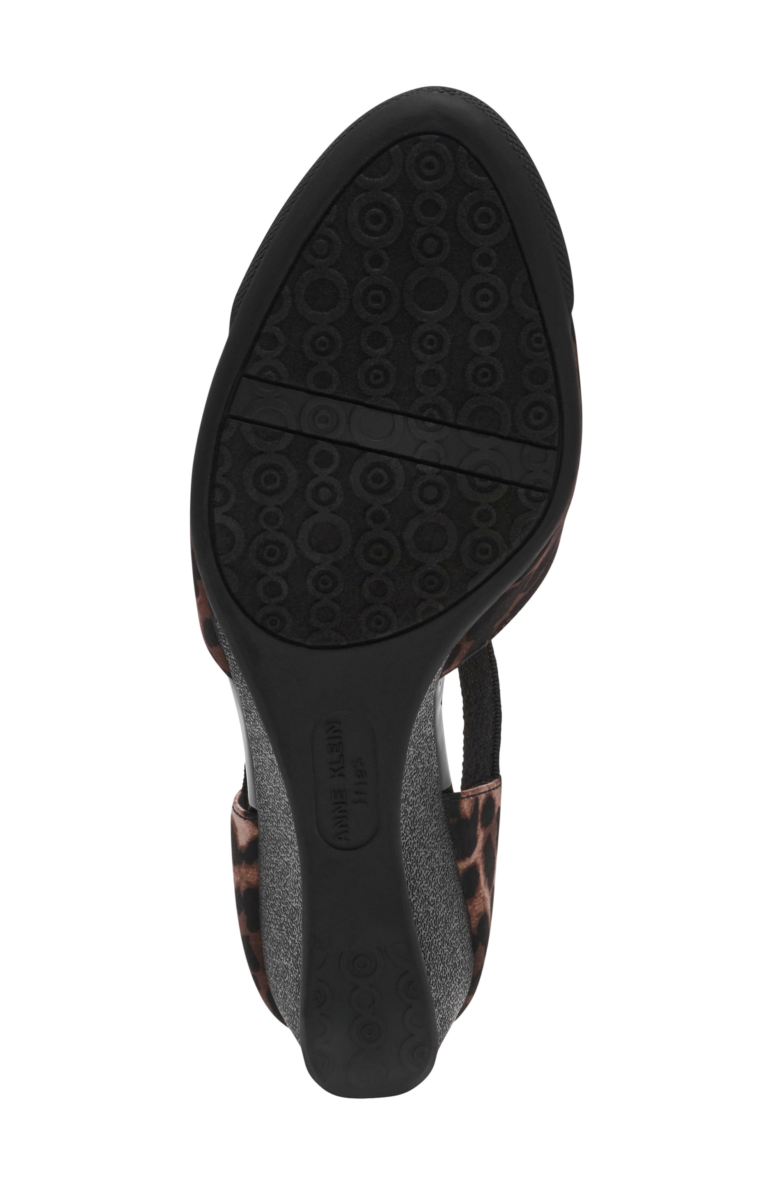 Anne Klein Tiffany Ankle Strap Wedge Pump, Alternate, color, Leopard Satin