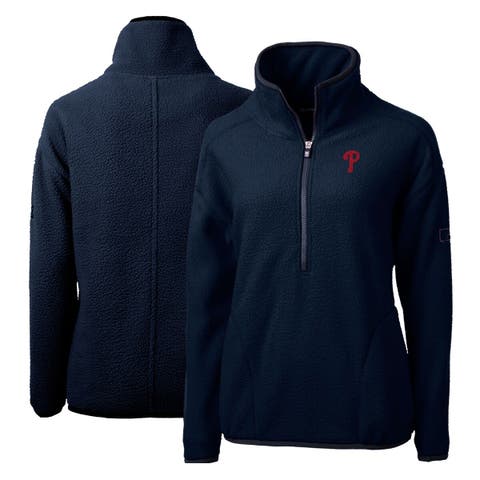 Women's Cutter & Buck Navy Philadelphia Phillies Cascade Eco Sherpa Fleece Quarter-Zip Pullover Jacket