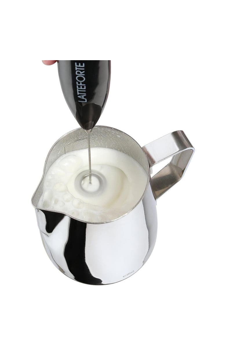 CILIO Latteforte Battery Powered Milk Frother with Stainless Steel Stand, Alternate, color, Black