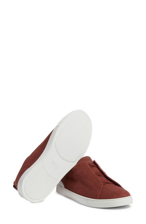 Zegna Cotton-linen Triple Stitch Sneakers In Dark Red Solid