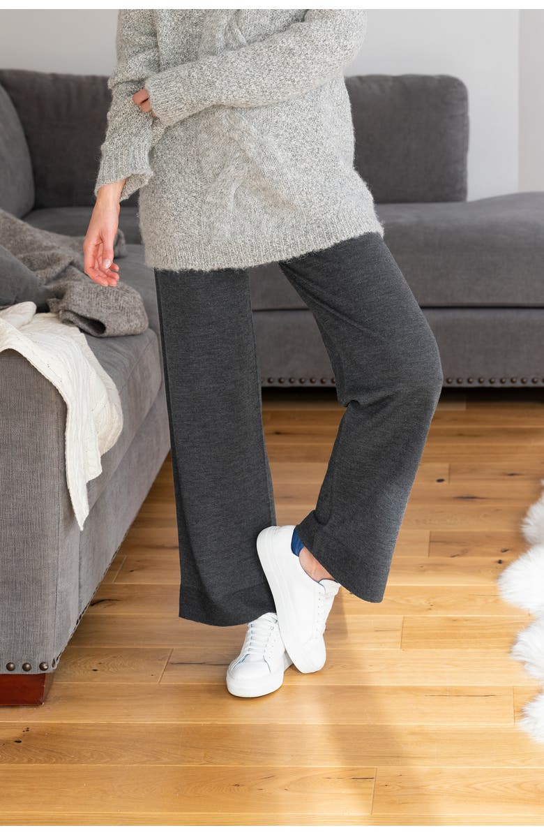 Celtic & Co. Wide Leg Merino Lounge Pants, Alternate, color, Charcoal