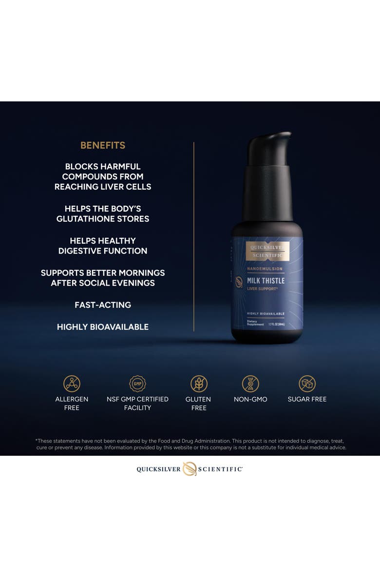 Quicksilver Scientific Nanoemulsified Milk Thistle Silymarin Liquid Supplement, Alternate, color, NO COLOR