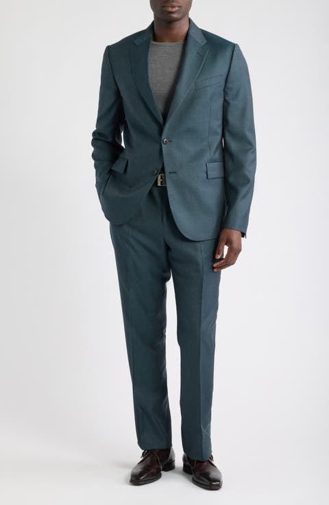 Tailored Fit Green Wool Suit