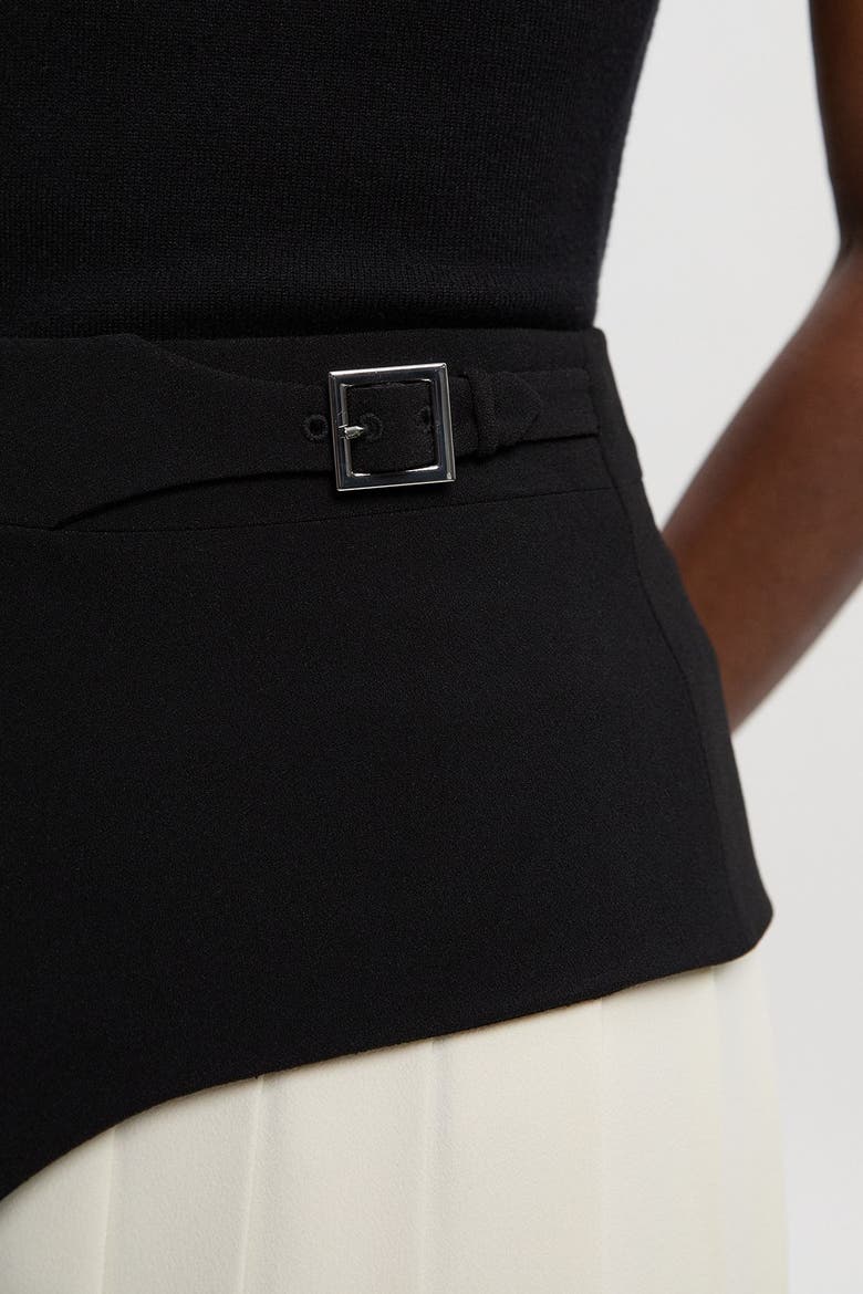 Tailored Buckle Detail Midi Skirt, Alternate, color, Mono