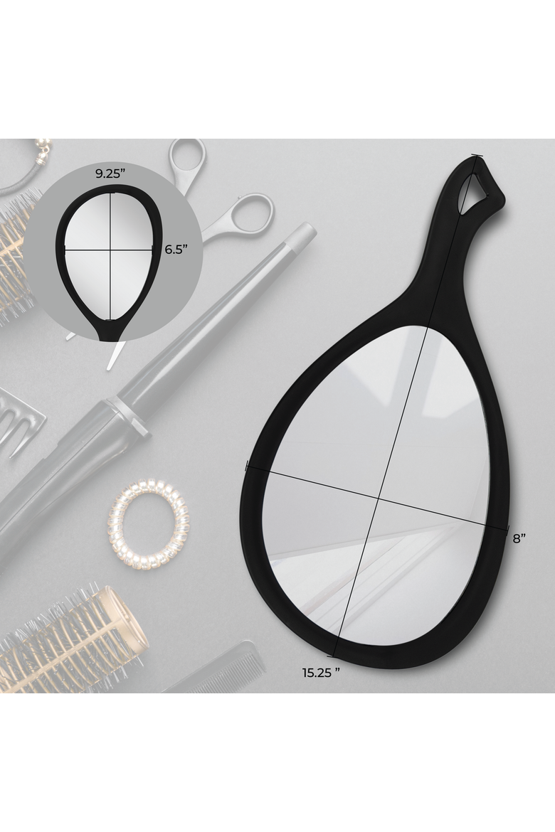 Teardrop Handheld Mirror with Handle, Alternate, color, Black Onyx