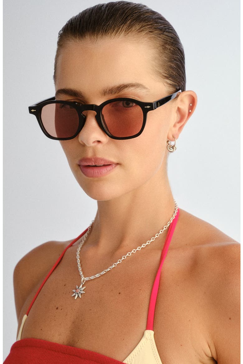 Gender Inclusive Nyxis 47mm Round Sunglasses, Alternate, color, BLACK