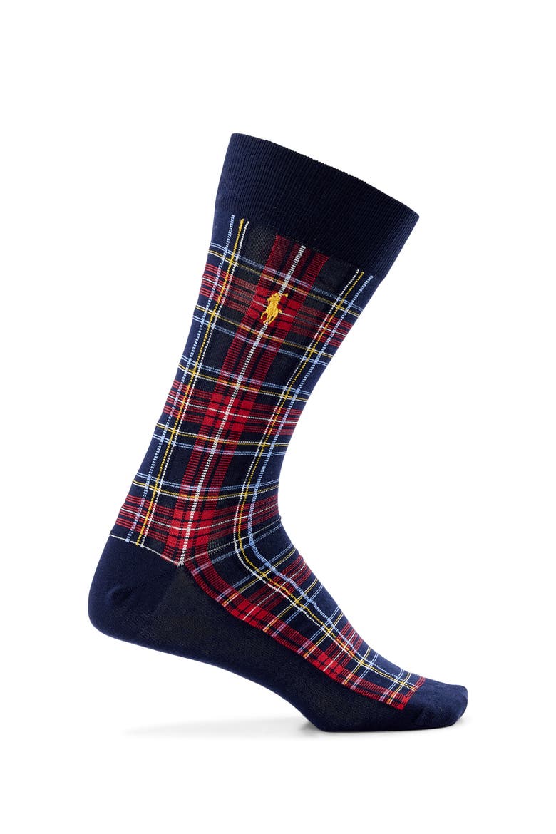 Big & Tall 2-pk Holiday Plaid Striped Socks, Alternate, color, NAVY