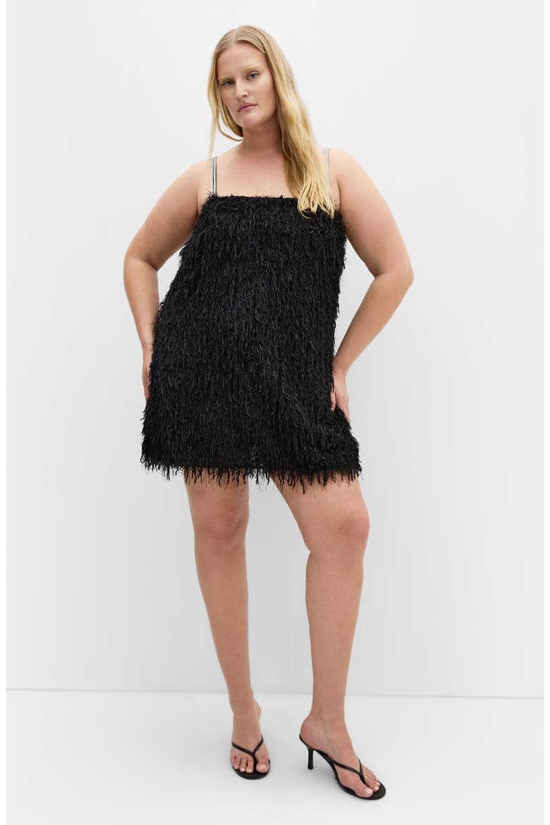 Faith Textured Fringe Minidress, Alternate, color, BLACK