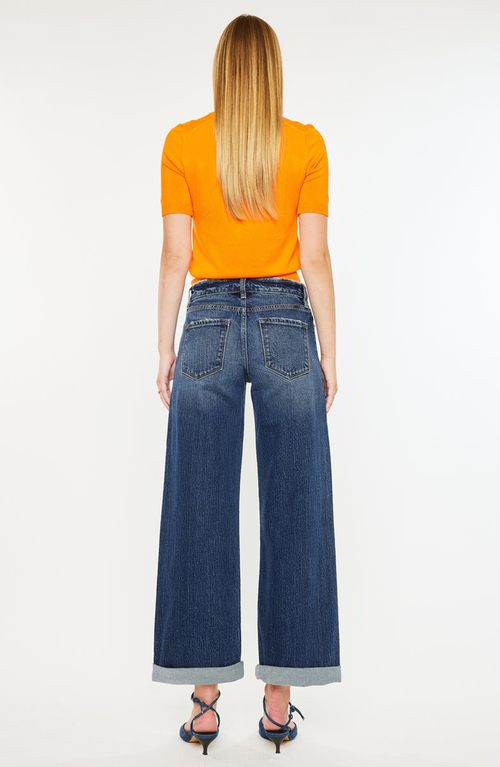 Kancan Rosie High Rise Wide Leg Jeans In Blue