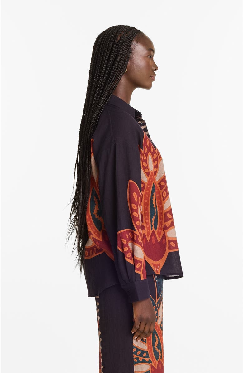 DIARRABLU Printed Linen Rina Top Razu, Alternate, color, Razu Navy