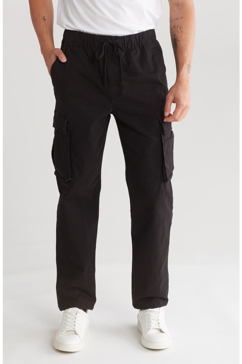 Stretch Cotton Pull-On Cargo Pants, Main, color, BLACK