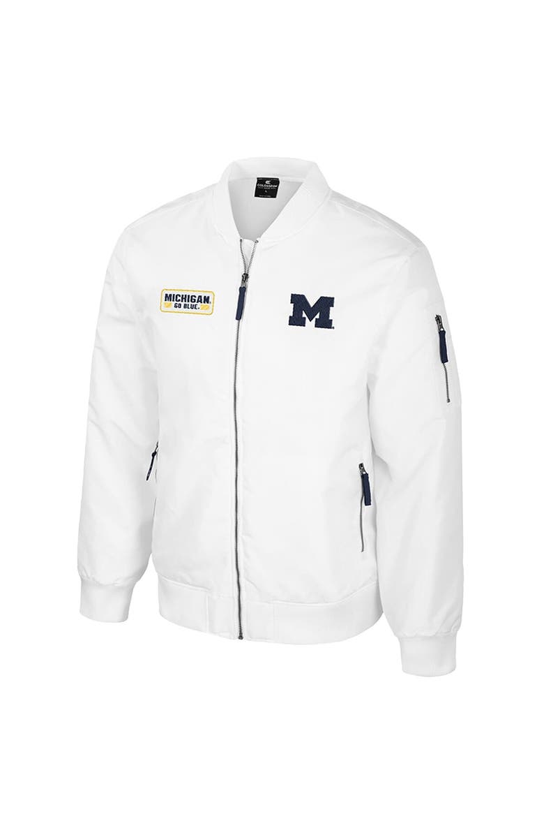COLOSSEUM Men's Colosseum Michigan Wolverines White Rabbit Full-Zip Bomber Jacket, Alternate, color, 