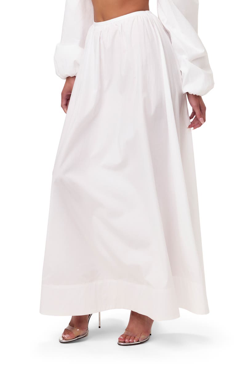 Naked Wardrobe Shirting Flare Maxi Skirt, Alternate, color, White