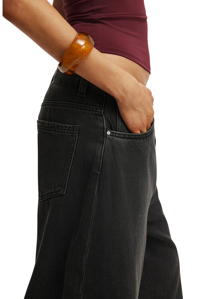 Lyocell Wide Denim Jort, Alternate, color, Used Black