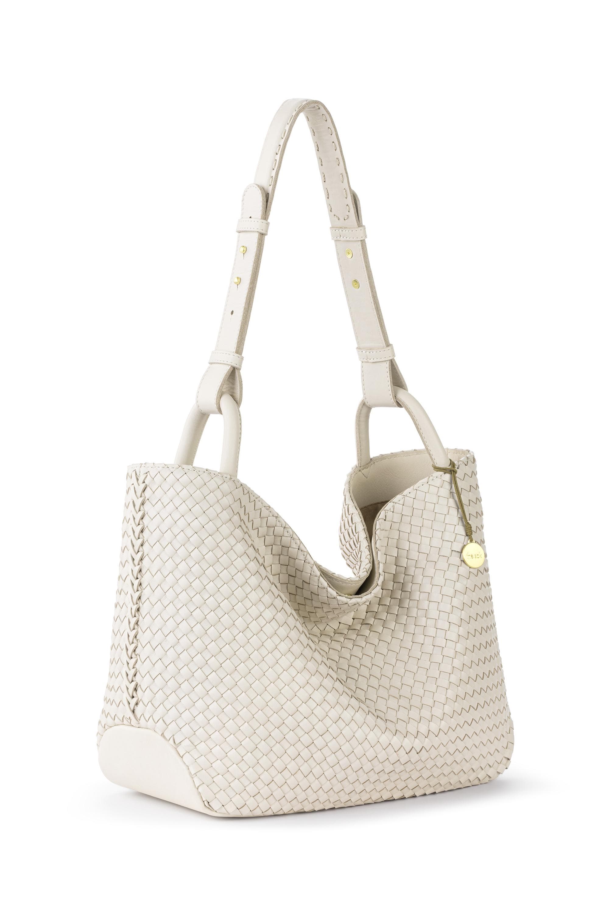 Los Feliz Medium Tote Woven Leather Bag, Alternate, color, Stone Woven