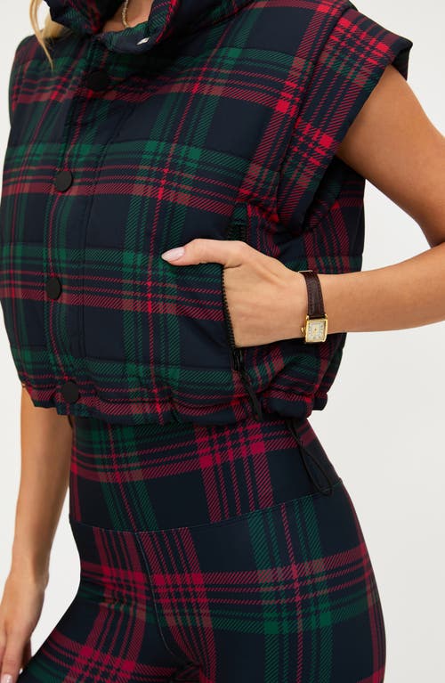 Beach Riot Canyon Plaid Crop Puffer Vest In Multi