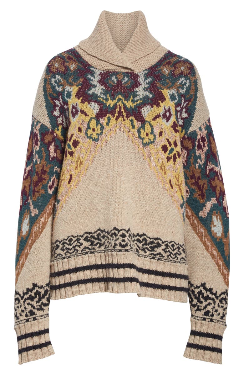 Etro Shawl Collar Intarsia Sweater, Alternate, color, 