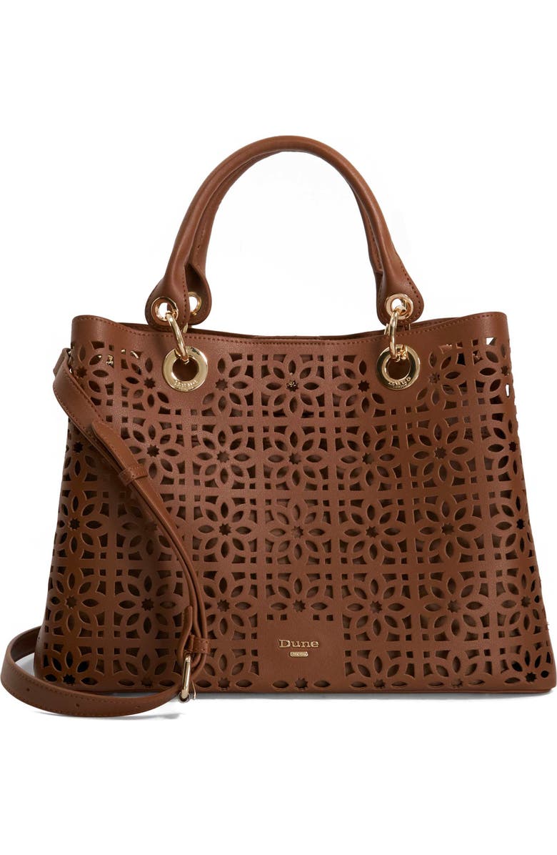 Dune London Delaser Faux Leather Tote, Main, color, Tan