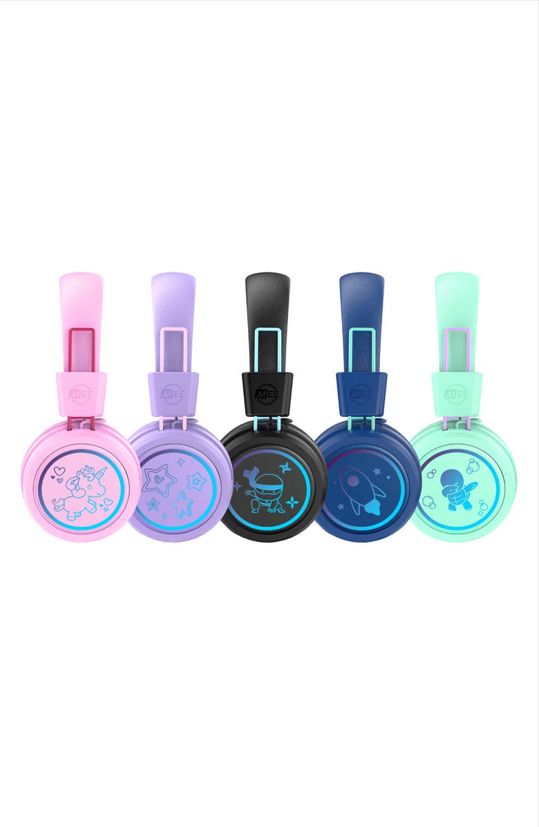 MEE audio KidJamz KJ55BT (2 Pack) Bluetooth Wireless Headphones for Kids w/ LED Lights, Alternate, color, Black/Pink