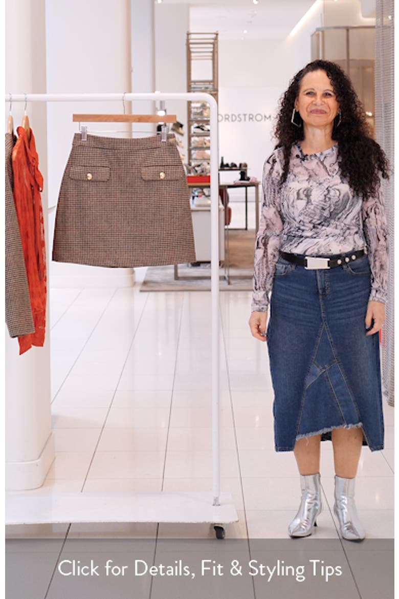 Sophia Houndstooth Check Merino Wool Miniskirt video