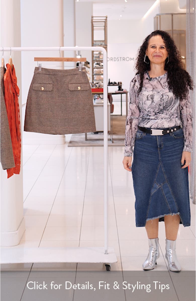 Sophia Houndstooth Check Merino Wool Miniskirt, sales video thumbnail